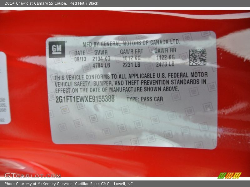 Red Hot / Black 2014 Chevrolet Camaro SS Coupe