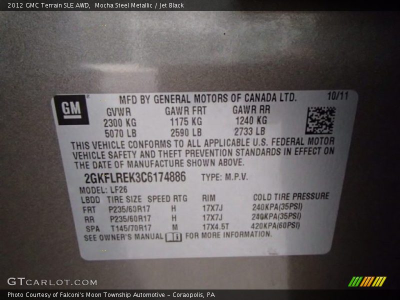 Mocha Steel Metallic / Jet Black 2012 GMC Terrain SLE AWD