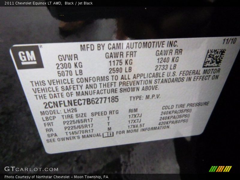 Black / Jet Black 2011 Chevrolet Equinox LT AWD