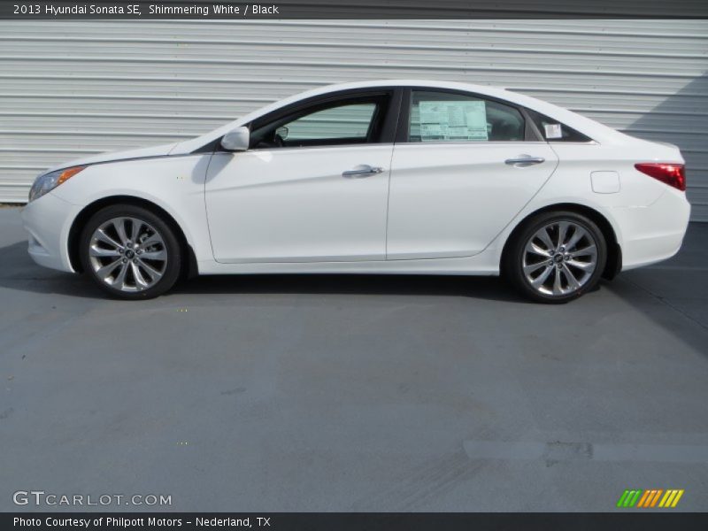 Shimmering White / Black 2013 Hyundai Sonata SE