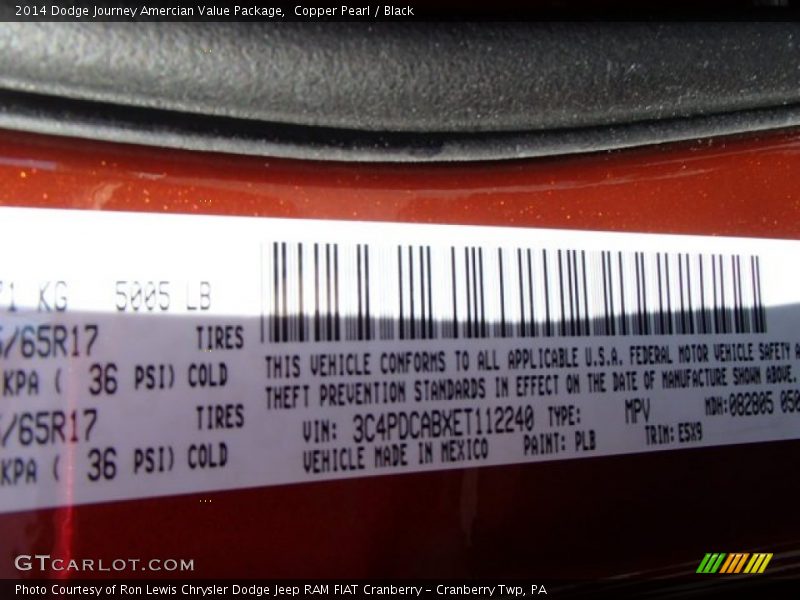 Copper Pearl / Black 2014 Dodge Journey Amercian Value Package