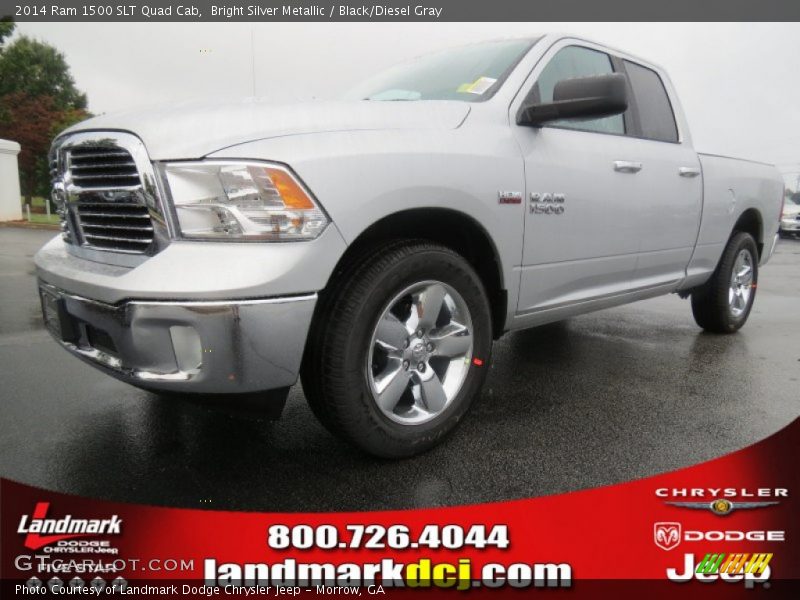 Bright Silver Metallic / Black/Diesel Gray 2014 Ram 1500 SLT Quad Cab