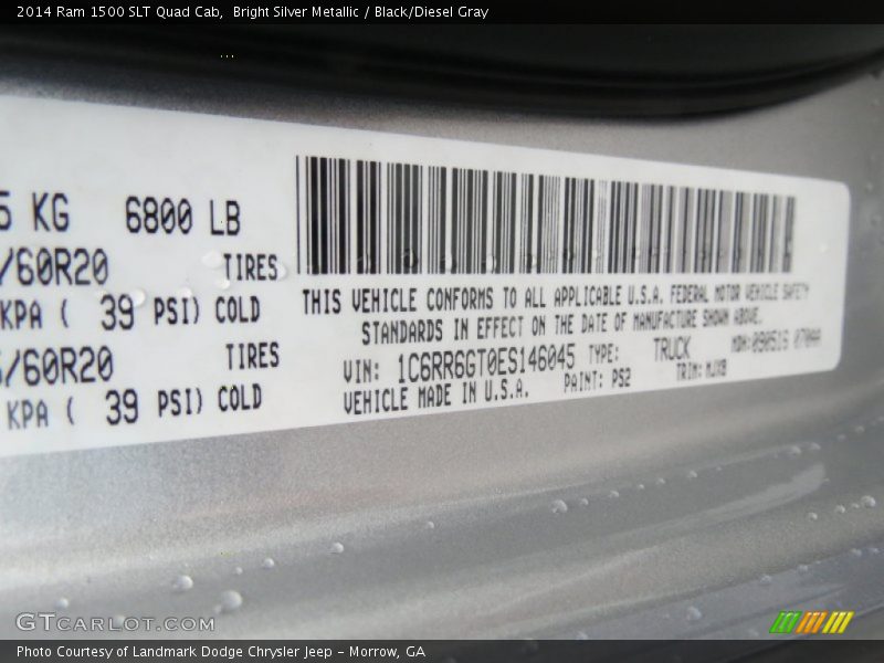 2014 1500 SLT Quad Cab Bright Silver Metallic Color Code PS2
