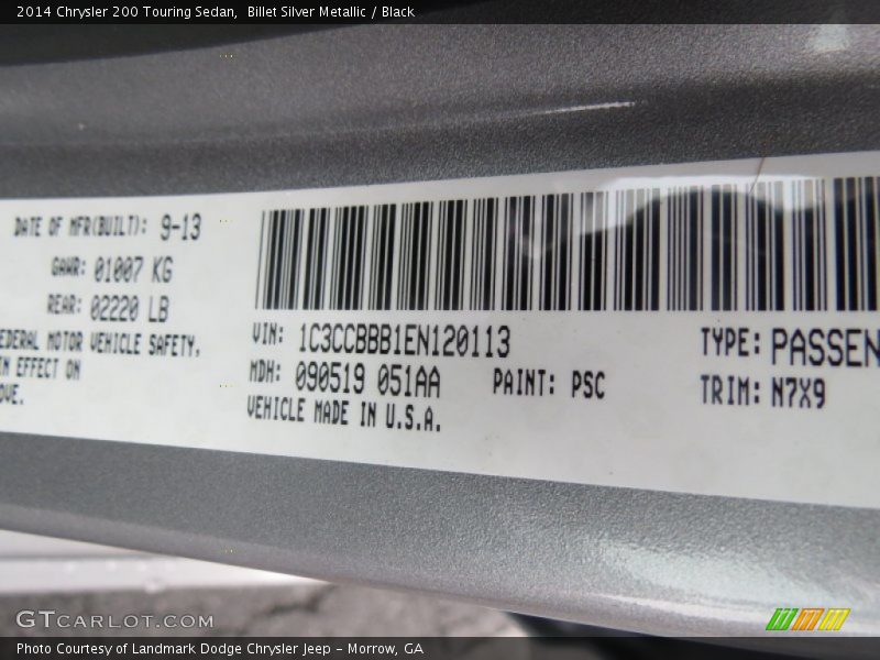 2014 200 Touring Sedan Billet Silver Metallic Color Code PSC