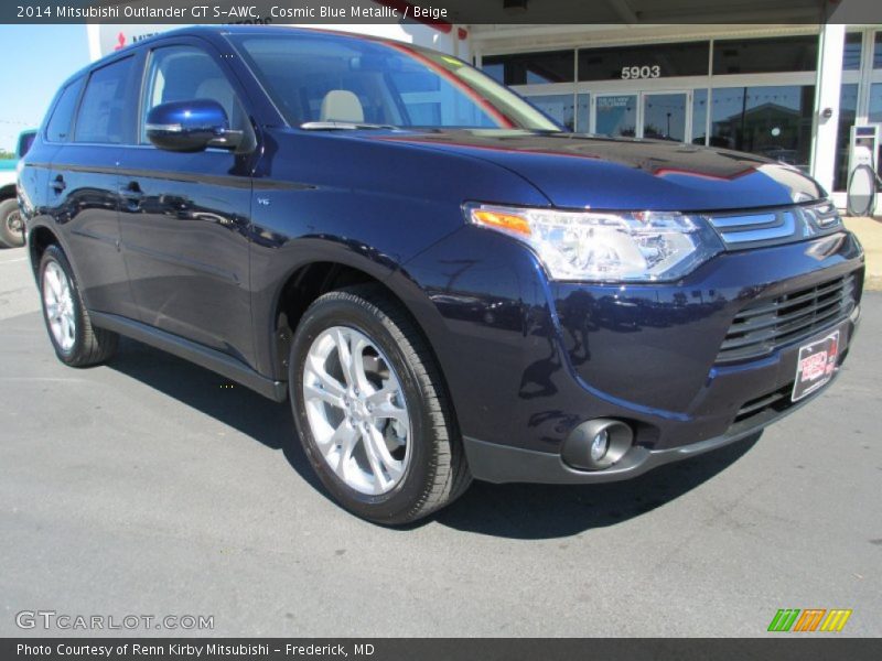 Cosmic Blue Metallic / Beige 2014 Mitsubishi Outlander GT S-AWC