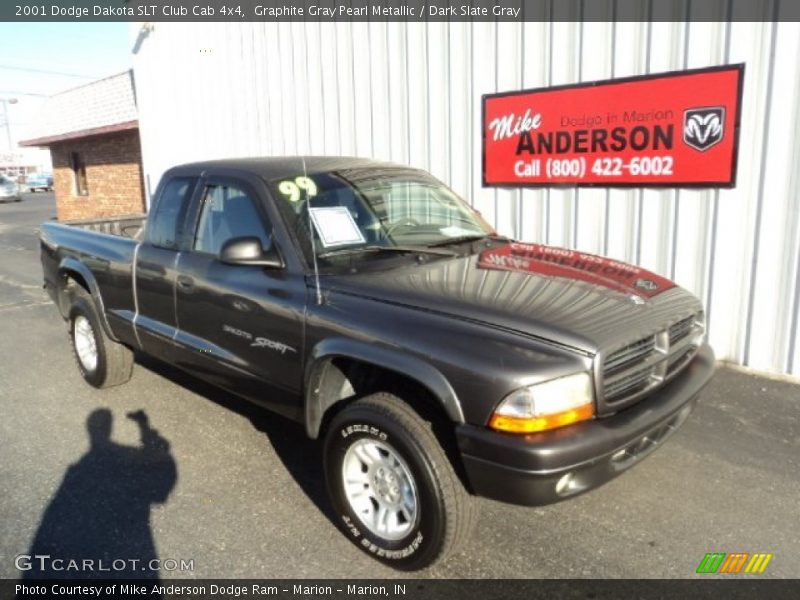 Graphite Gray Pearl Metallic / Dark Slate Gray 2001 Dodge Dakota SLT Club Cab 4x4