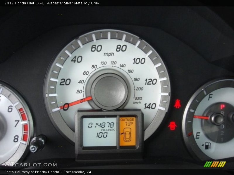 Alabaster Silver Metallic / Gray 2012 Honda Pilot EX-L