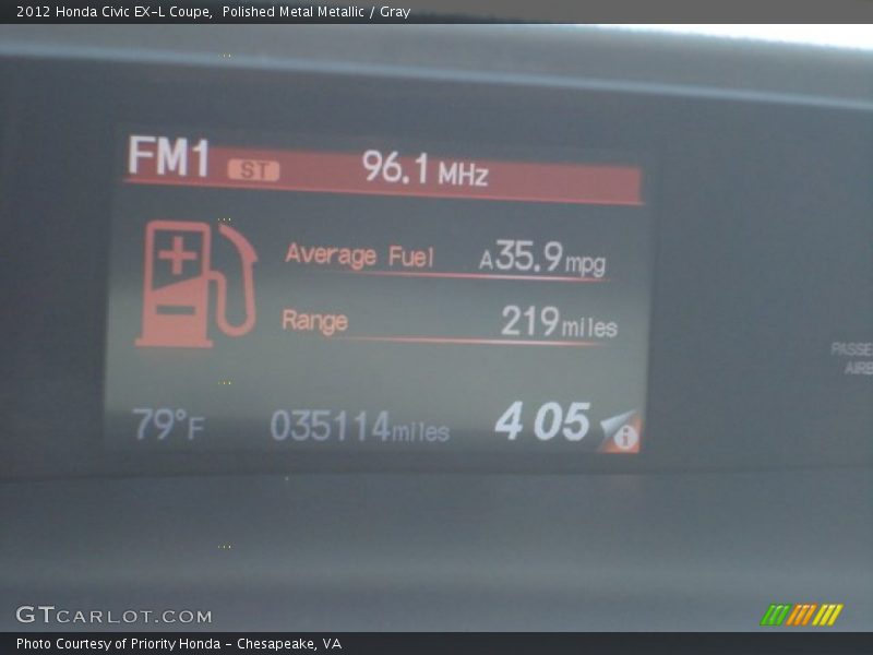 Polished Metal Metallic / Gray 2012 Honda Civic EX-L Coupe
