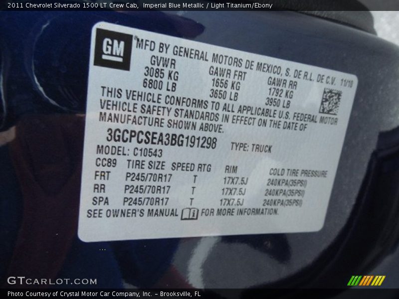 Imperial Blue Metallic / Light Titanium/Ebony 2011 Chevrolet Silverado 1500 LT Crew Cab