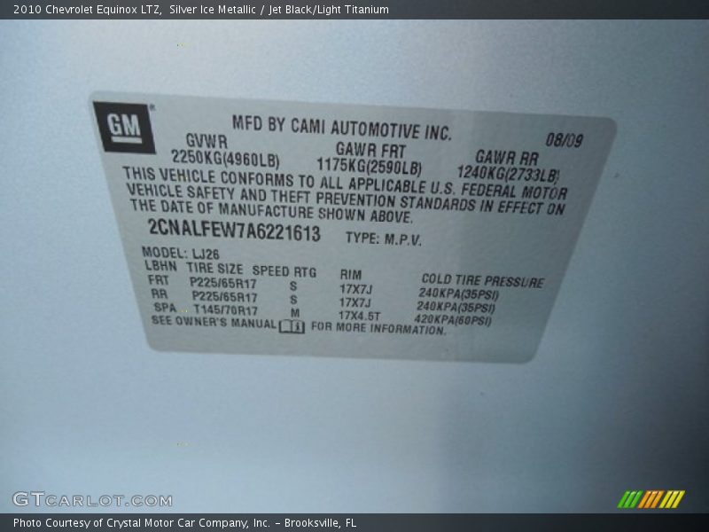 Silver Ice Metallic / Jet Black/Light Titanium 2010 Chevrolet Equinox LTZ