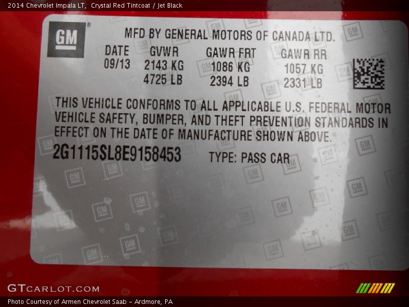 Crystal Red Tintcoat / Jet Black 2014 Chevrolet Impala LT