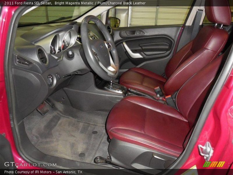  2011 Fiesta SEL Sedan Plum/Charcoal Black Leather Interior