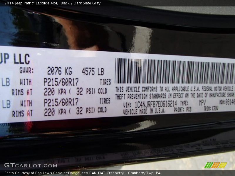 Black / Dark Slate Gray 2014 Jeep Patriot Latitude 4x4