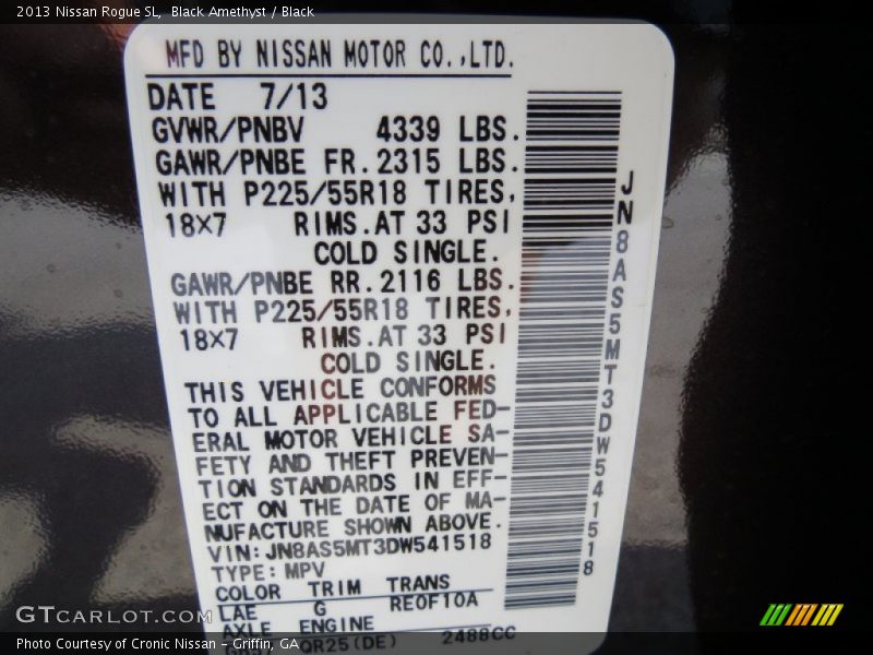 Black Amethyst / Black 2013 Nissan Rogue SL