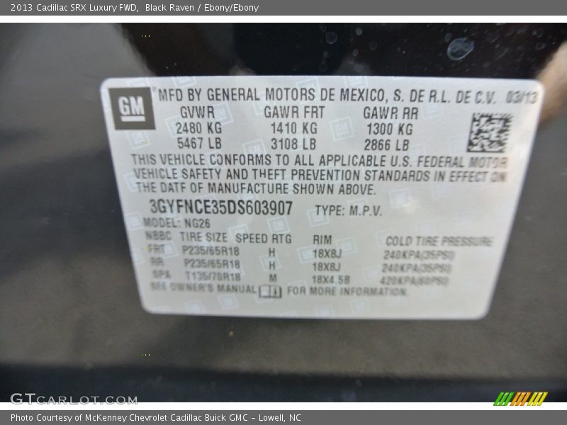 Black Raven / Ebony/Ebony 2013 Cadillac SRX Luxury FWD