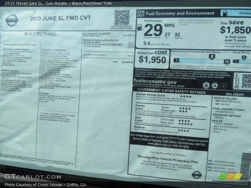 Gun Metallic / Black/Red/Silver Trim 2013 Nissan Juke SL