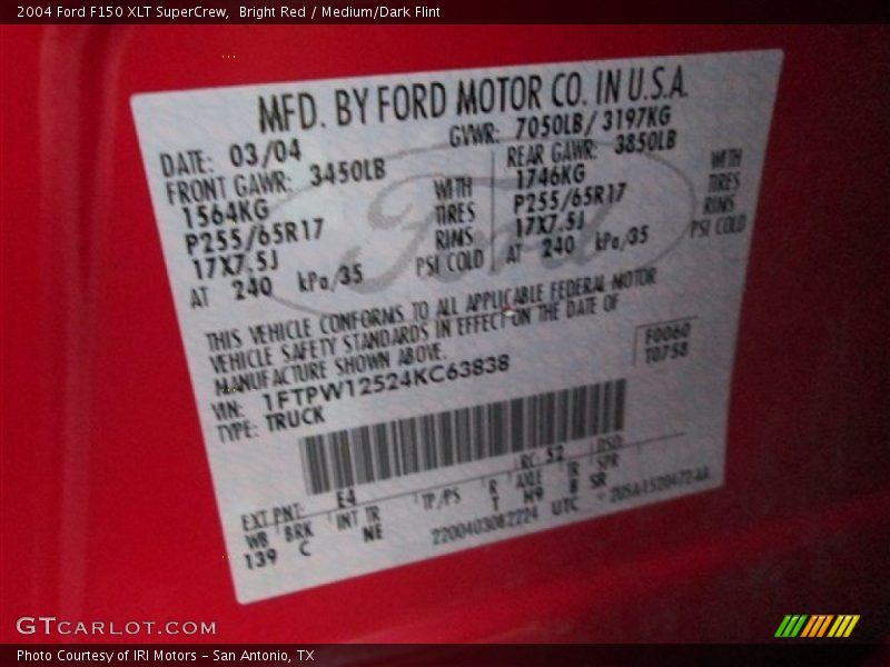 Bright Red / Medium/Dark Flint 2004 Ford F150 XLT SuperCrew