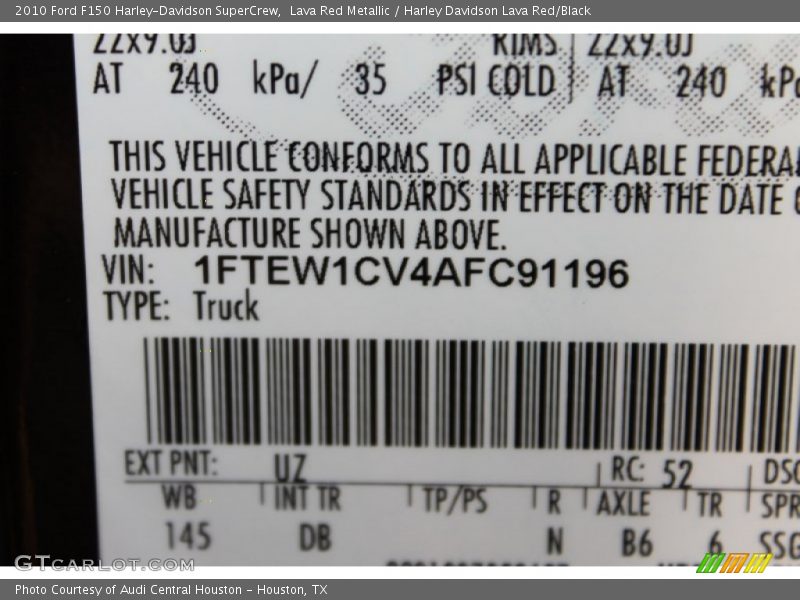 Lava Red Metallic / Harley Davidson Lava Red/Black 2010 Ford F150 Harley-Davidson SuperCrew