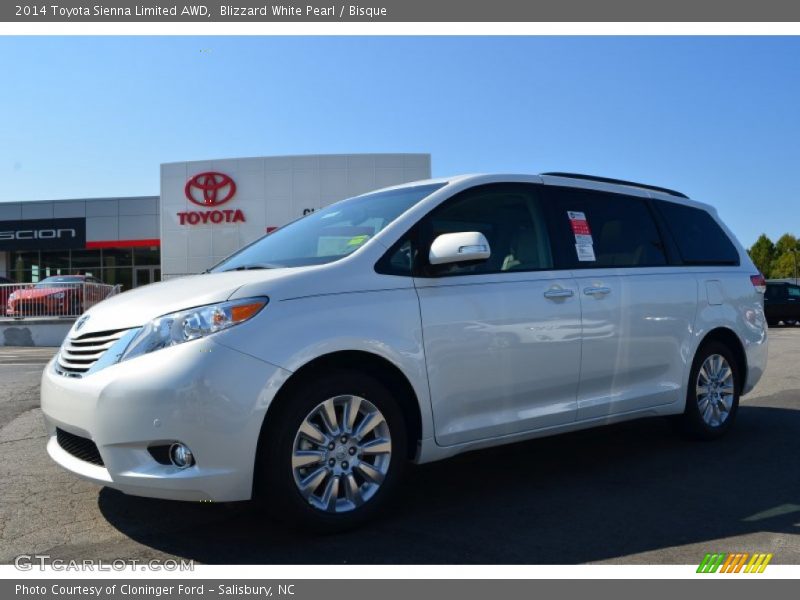 Blizzard White Pearl / Bisque 2014 Toyota Sienna Limited AWD