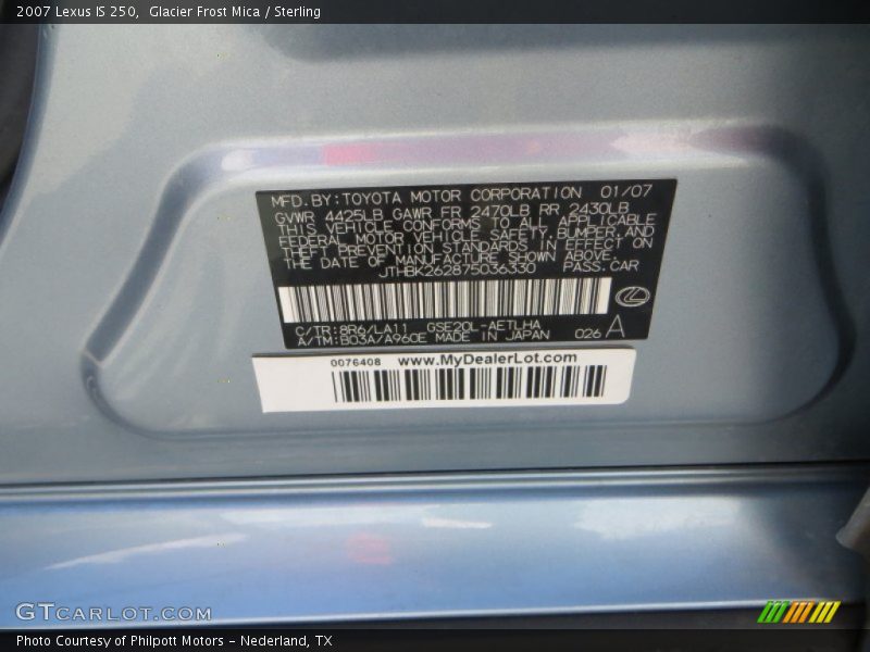Glacier Frost Mica / Sterling 2007 Lexus IS 250