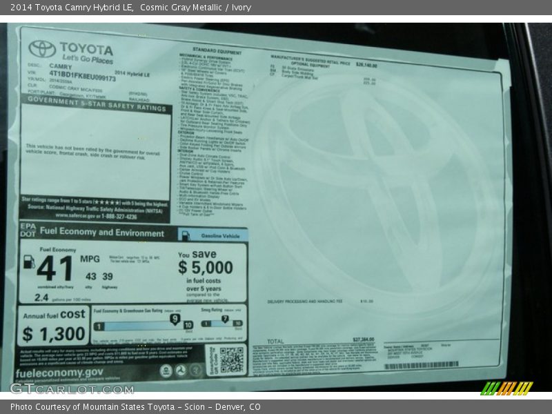 Cosmic Gray Metallic / Ivory 2014 Toyota Camry Hybrid LE