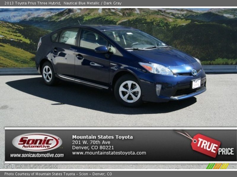 Nautical Blue Metallic / Dark Gray 2013 Toyota Prius Three Hybrid