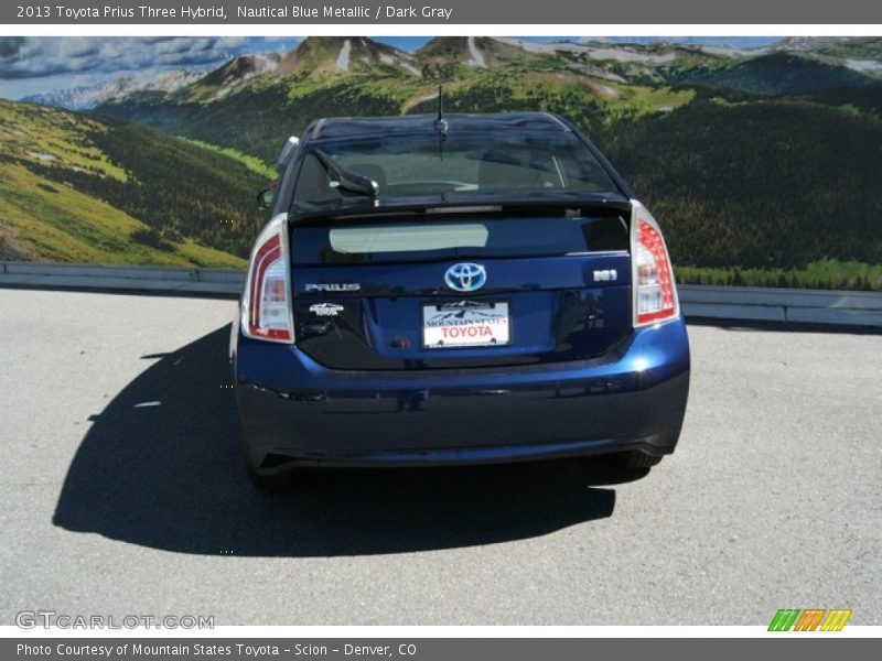 Nautical Blue Metallic / Dark Gray 2013 Toyota Prius Three Hybrid