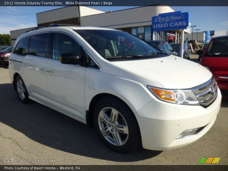 White Diamond Pearl / Beige 2012 Honda Odyssey Touring Elite