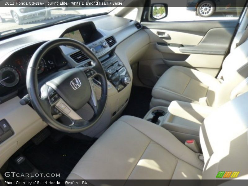 White Diamond Pearl / Beige 2012 Honda Odyssey Touring Elite