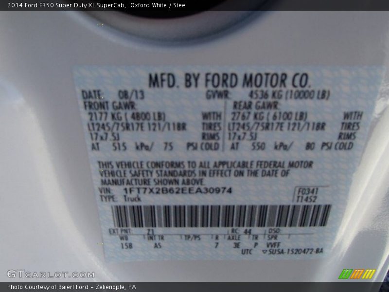 Oxford White / Steel 2014 Ford F350 Super Duty XL SuperCab