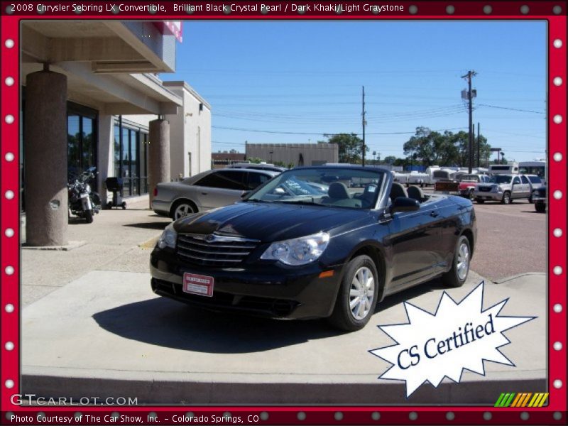 Brilliant Black Crystal Pearl / Dark Khaki/Light Graystone 2008 Chrysler Sebring LX Convertible
