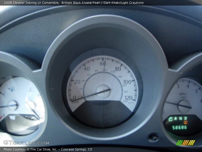 Brilliant Black Crystal Pearl / Dark Khaki/Light Graystone 2008 Chrysler Sebring LX Convertible