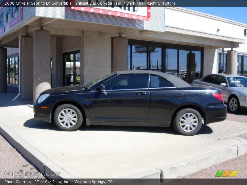 Brilliant Black Crystal Pearl / Dark Khaki/Light Graystone 2008 Chrysler Sebring LX Convertible