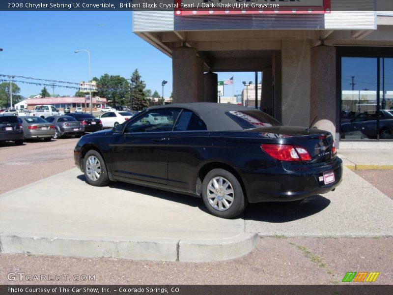 Brilliant Black Crystal Pearl / Dark Khaki/Light Graystone 2008 Chrysler Sebring LX Convertible