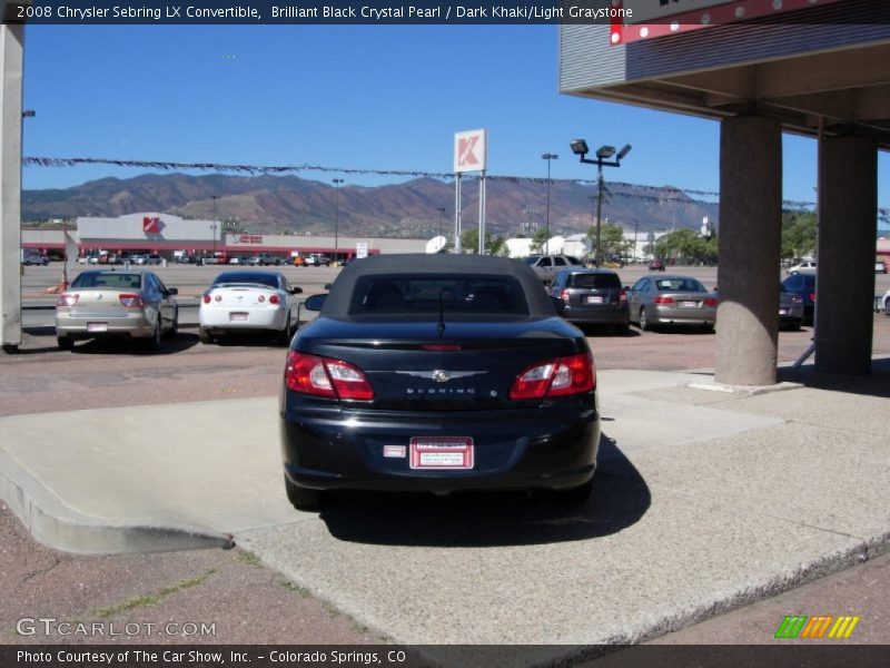 Brilliant Black Crystal Pearl / Dark Khaki/Light Graystone 2008 Chrysler Sebring LX Convertible