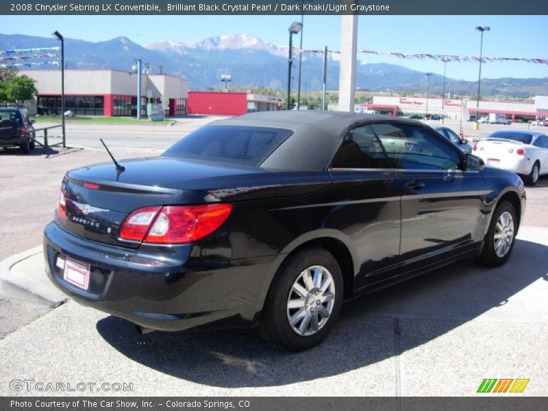 Brilliant Black Crystal Pearl / Dark Khaki/Light Graystone 2008 Chrysler Sebring LX Convertible
