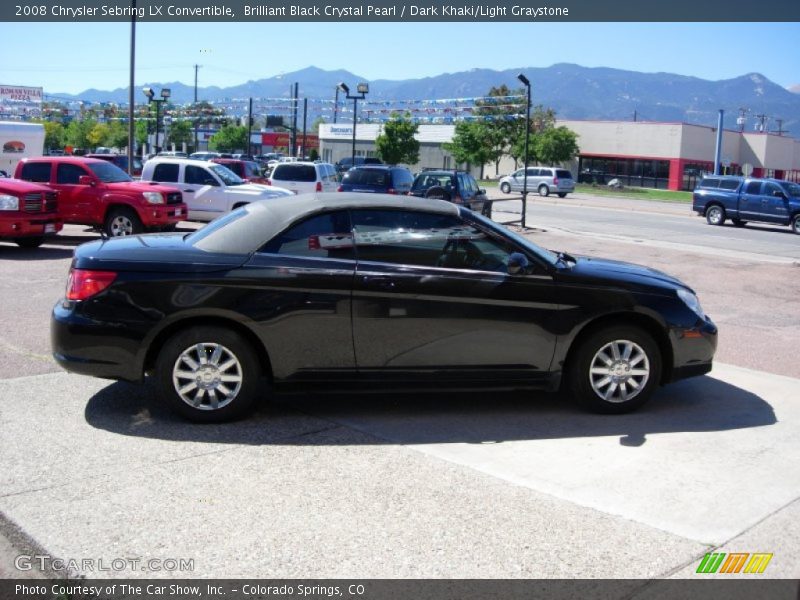 Brilliant Black Crystal Pearl / Dark Khaki/Light Graystone 2008 Chrysler Sebring LX Convertible