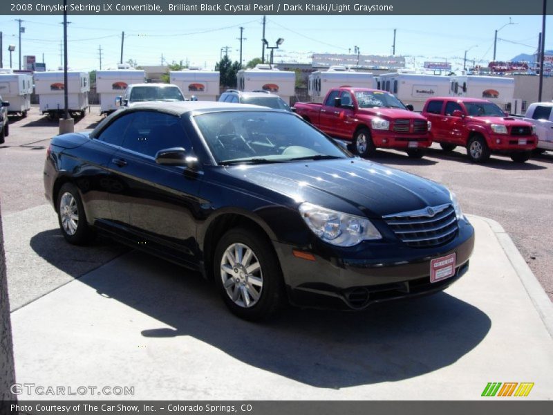 Brilliant Black Crystal Pearl / Dark Khaki/Light Graystone 2008 Chrysler Sebring LX Convertible