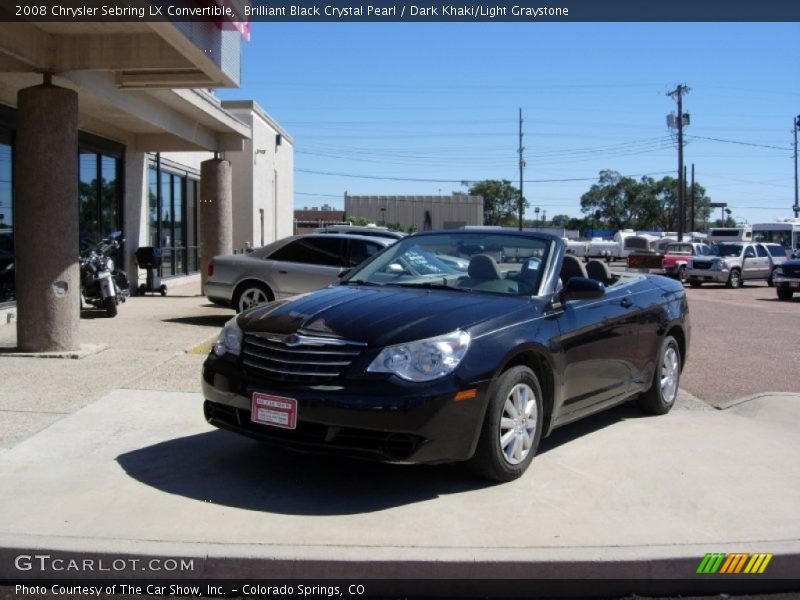 Brilliant Black Crystal Pearl / Dark Khaki/Light Graystone 2008 Chrysler Sebring LX Convertible