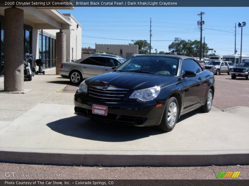 Brilliant Black Crystal Pearl / Dark Khaki/Light Graystone 2008 Chrysler Sebring LX Convertible