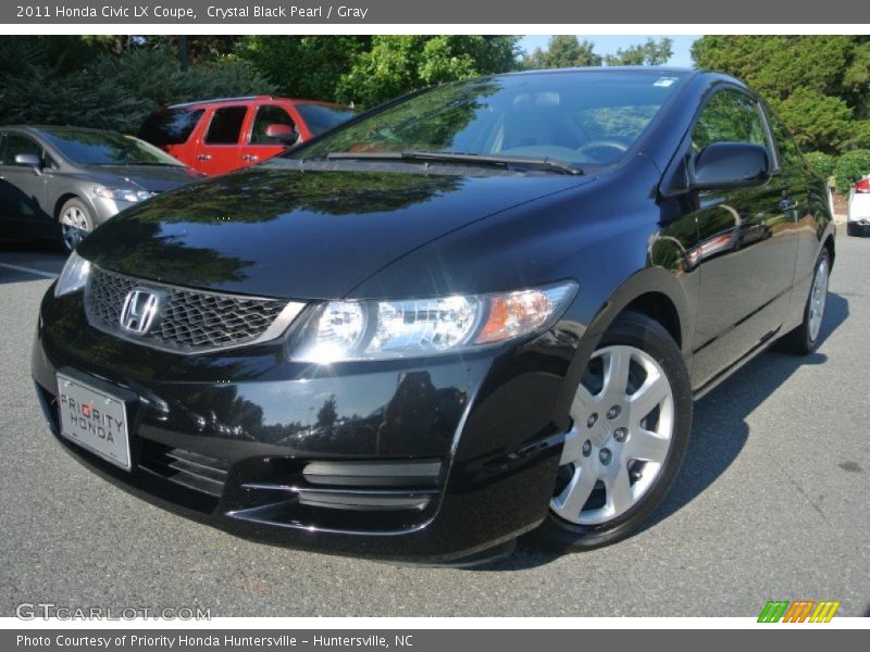 Crystal Black Pearl / Gray 2011 Honda Civic LX Coupe
