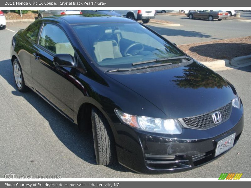 Crystal Black Pearl / Gray 2011 Honda Civic LX Coupe