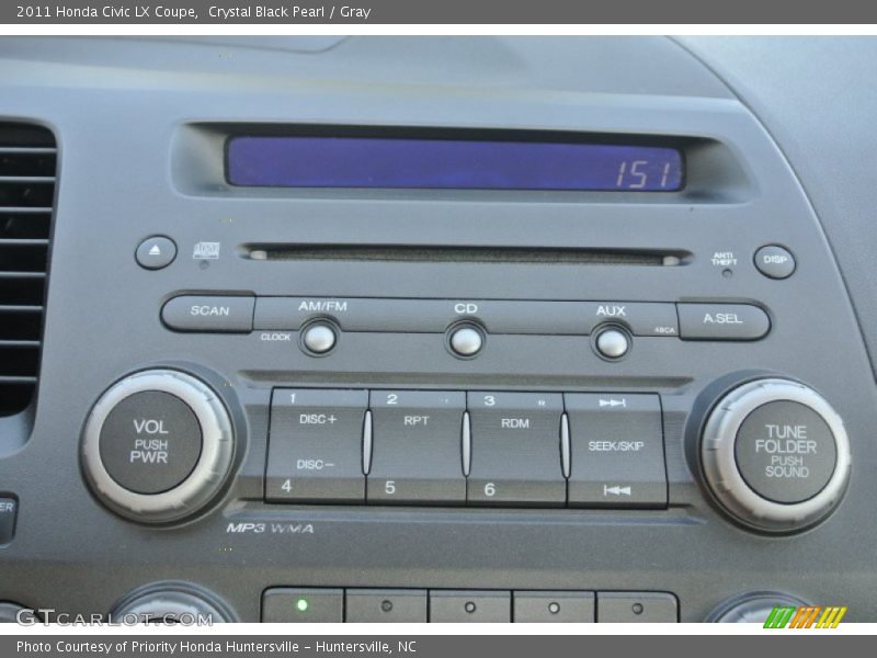 Crystal Black Pearl / Gray 2011 Honda Civic LX Coupe