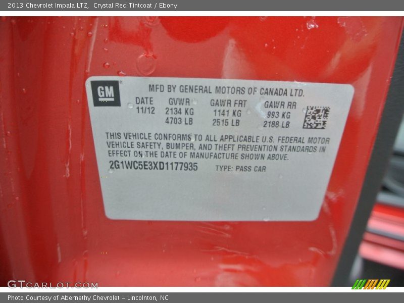 Crystal Red Tintcoat / Ebony 2013 Chevrolet Impala LTZ