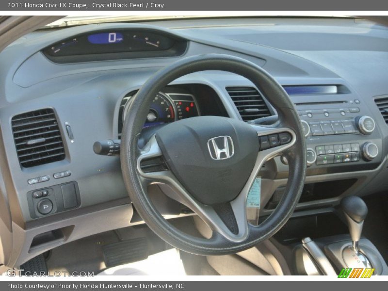 Crystal Black Pearl / Gray 2011 Honda Civic LX Coupe