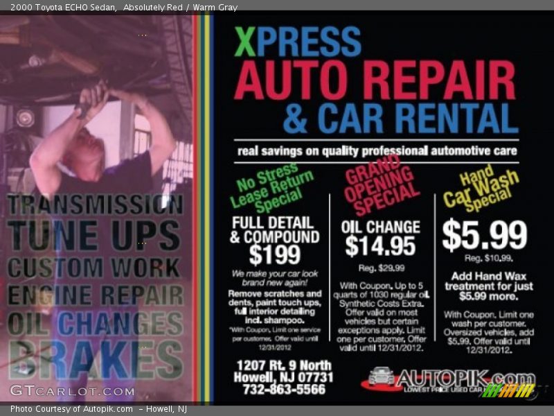 Absolutely Red / Warm Gray 2000 Toyota ECHO Sedan