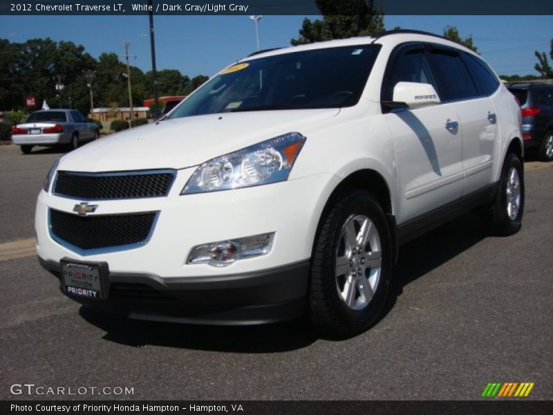 White / Dark Gray/Light Gray 2012 Chevrolet Traverse LT