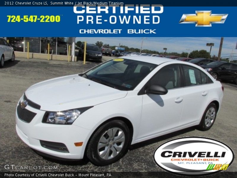 Summit White / Jet Black/Medium Titanium 2012 Chevrolet Cruze LS