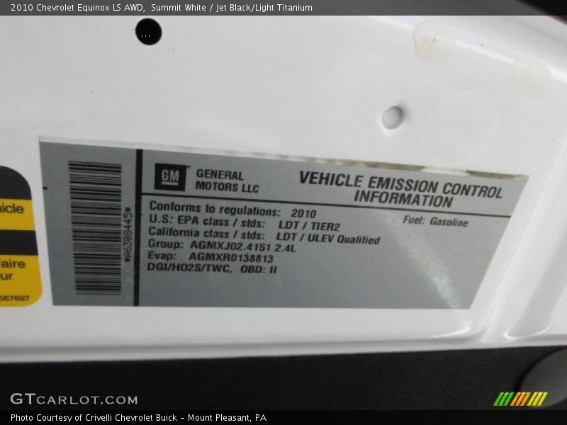 Summit White / Jet Black/Light Titanium 2010 Chevrolet Equinox LS AWD