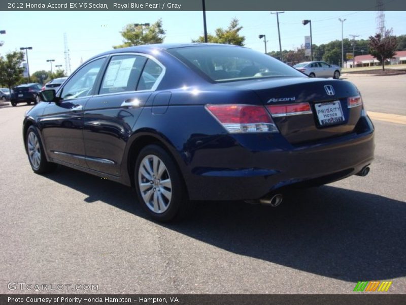 Royal Blue Pearl / Gray 2012 Honda Accord EX V6 Sedan